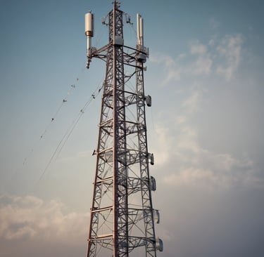 Aerial shot of multiple towers supporting a smart city project.
