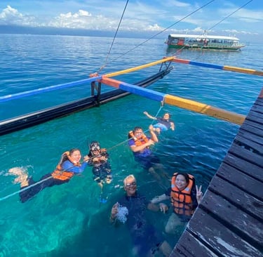 enjoying with my friends and family during our island hopping