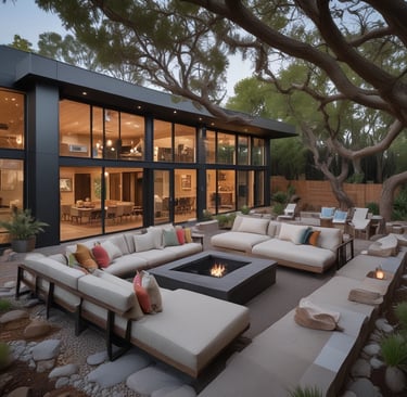An elegant living room showcasing modern architecture.
