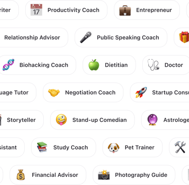 Grid of AI expert roles each paired with a unique emoji.
