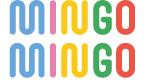 mingo mingo studios logo, brightly coloured letters in rounded style