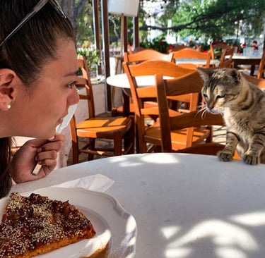 Eating Watermelon Pie from Milos Greece
