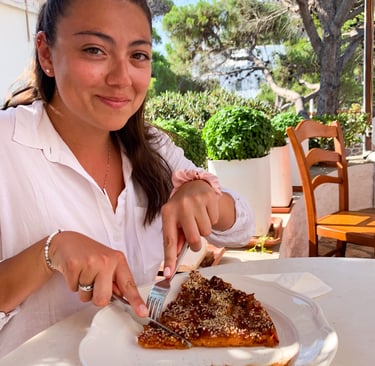 Eating Watermelon Pie from Milos Greece