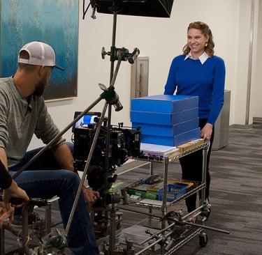 internal ad, DELL, Dell computers, actress, commercial, behind the scenes, office, at the office