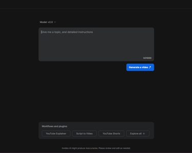 InVideo: Enter text to generate a customized video with AI analysis.