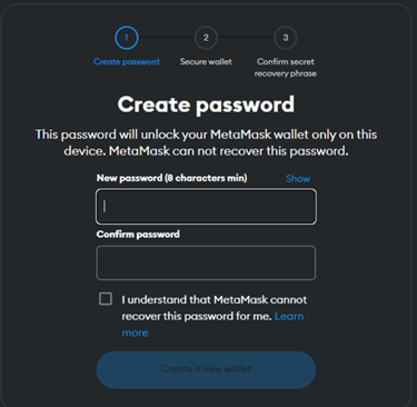 Metamask create wallet