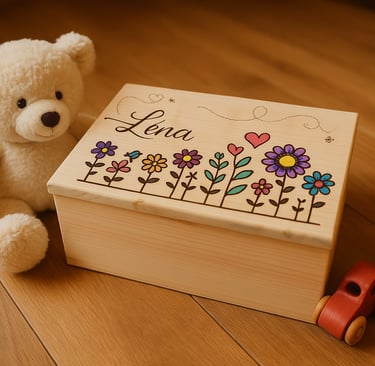 Boîte souvenirs en bois pour enfant personnalisable