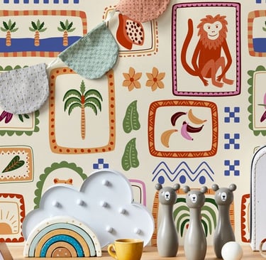 Papier peint motif cadres pour chambre enfant