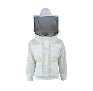 a beekeeper's beekeepers jacket with a beehive