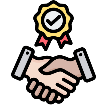 a handshake with a hand holding a hand shaker