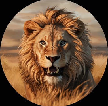 testa di leone nella savana