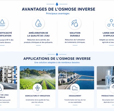 Avantages et applications de l'osmose inverse au Maroc, traitement eau industrielle agricole potable