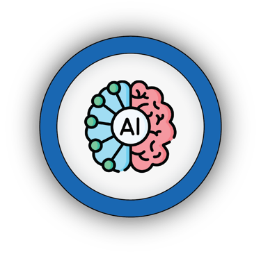 Icon of a robotic brain with glowing circuits, symbolizing our AI & Machine Learning modules.