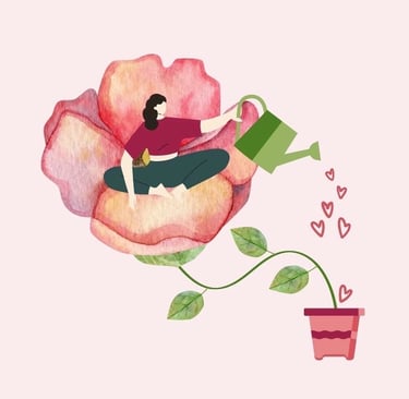 voyage intérieur - femme qui nourrit ses racines