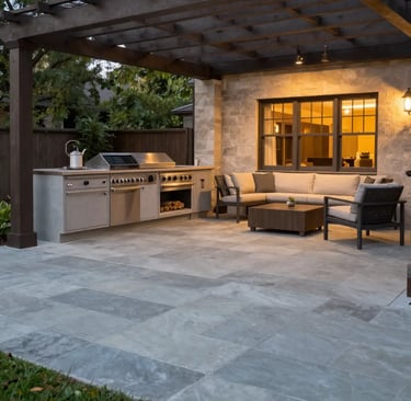 Beautiful outdoor living space decorative concrete patio