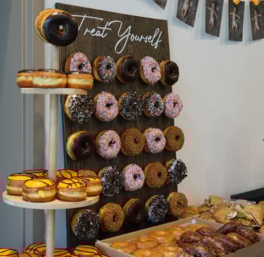 birthday donuts on donut wall in Victoria BC Canada