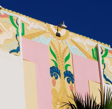 Mural of Art Deco architectural details from Miami Beach