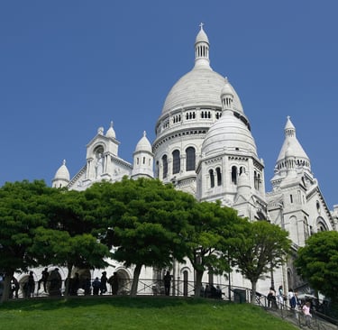 Sacré-Cœur Basilica white stone exterior on Montmartre Paris