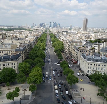 Classic Haussmann architecture with uniform facades and wide boulevards in Paris