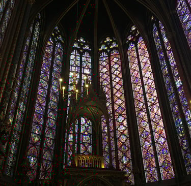 Sainte-Chapelle Gothic stained glass windows interior Paris
