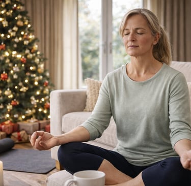 Robb Sheridan personal training client practising mindfulness at home during Christmas