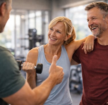 Motivated couple supporting each other at the start of their fitness journey