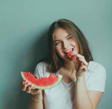 Photo by Anfisa Eremina: https://www.pexels.com/photo/woman-wearing-white-shirt-eating-watermelon-19