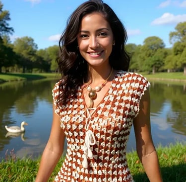 Tunique au crochet fait main Couleur café