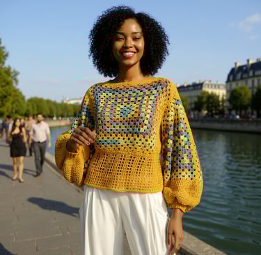 Pull Labyrintho au crochet fait main aux motifs géométriques T 38/42