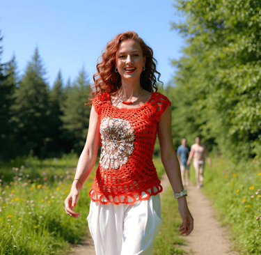 Haut Floravita au crochet fait main et au motif ajouré raffiné T 38/40