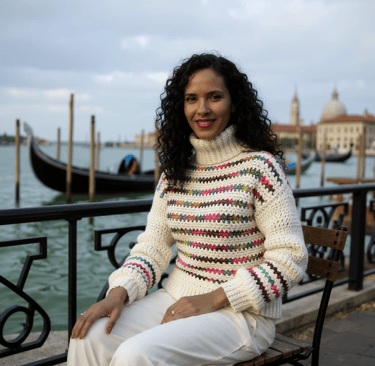 Pull Madelina au crochet fait main avec rayures multicolores vives T 38/42