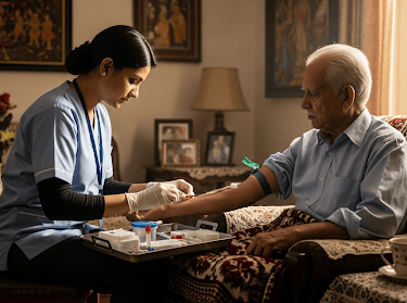 Home nursing care and diagnostic services in Bhubaneswar including blood tests, portable X-rays, and catheter at home