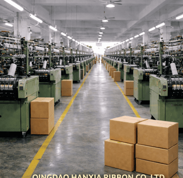 HANXIA'S needle loom weaving workshop for producing woven paper ribbon 