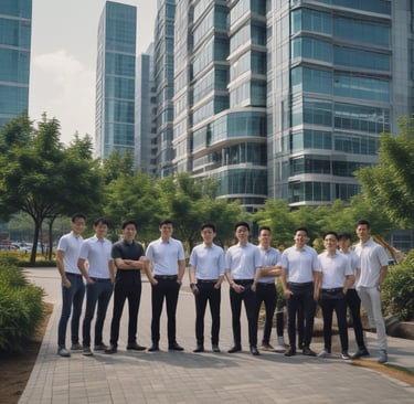 An image depicting a modern office setup with collaborative workspace.