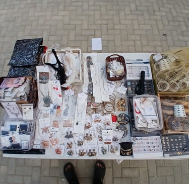 a table with a variety of items on it