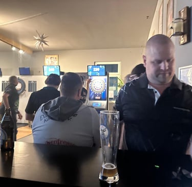 a man in a black shirt and a woman in a white shirt