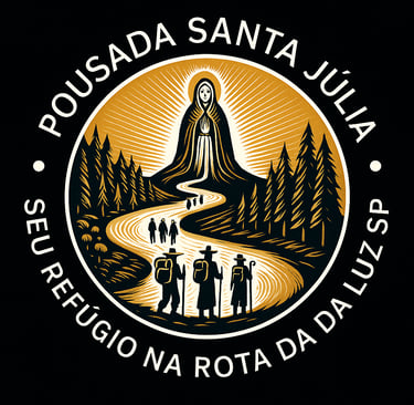 logotipo pousada santa julia, rota da luz sp