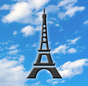 Eiffel tower icon on blue sky background