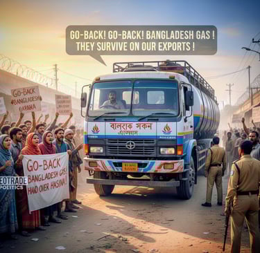 Crowd Chants ‘Go-Back’ for a Bangladesh Gas Truck at Borders