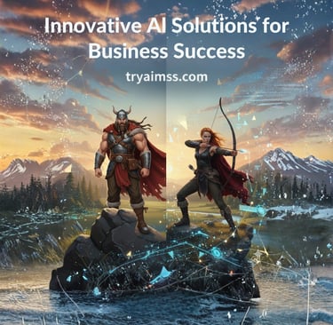 Digital illustration of Viking warriors representing innovative AI solutions for business success.