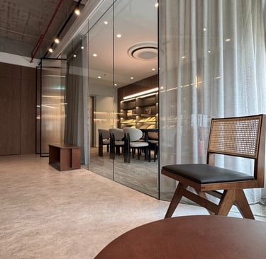 Modern minimalist interior design in Malaysia by Domuswork, featuring clean aesthetics.