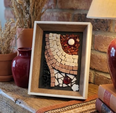 cadre mosaique beige et rouge