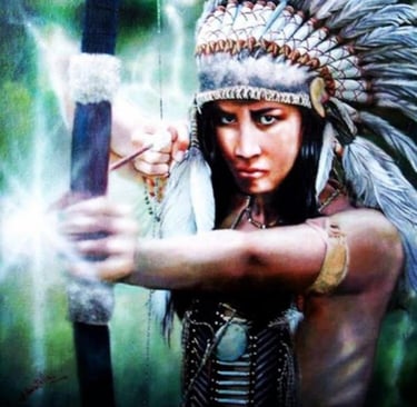 Cabocla Jurema, Olhar firme segurando seu arco e flacha