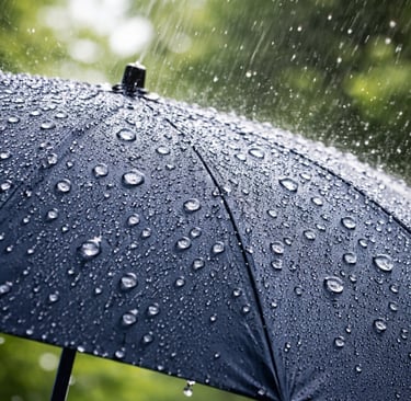 Butiran air di permukaan payung tanpa meresap ke kain