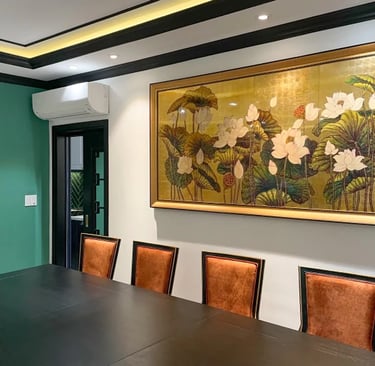 tranh sơn mài kim liên vạn phúc