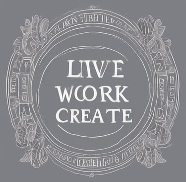 red brick wall with live, work, create. quote
