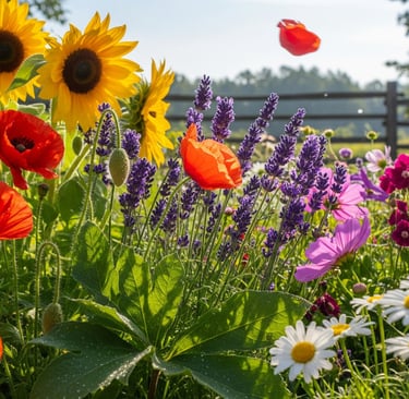 fresh flowers in summer sun