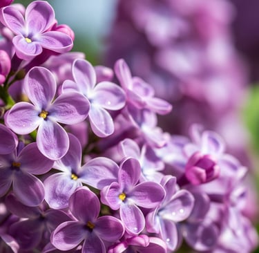 close up of lilac flowers in sun