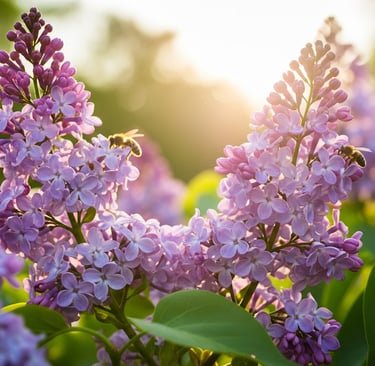 lilac flowers in summer sun
