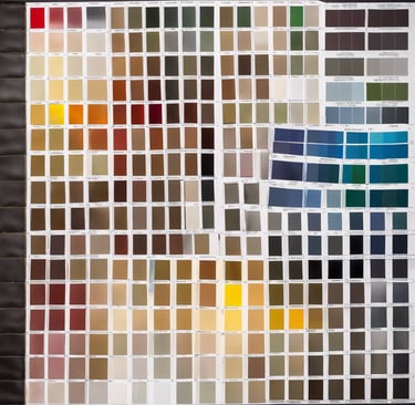 Un nuancier de couleurs présentant une palette de couleur utilisée en décoration d'intérieur.